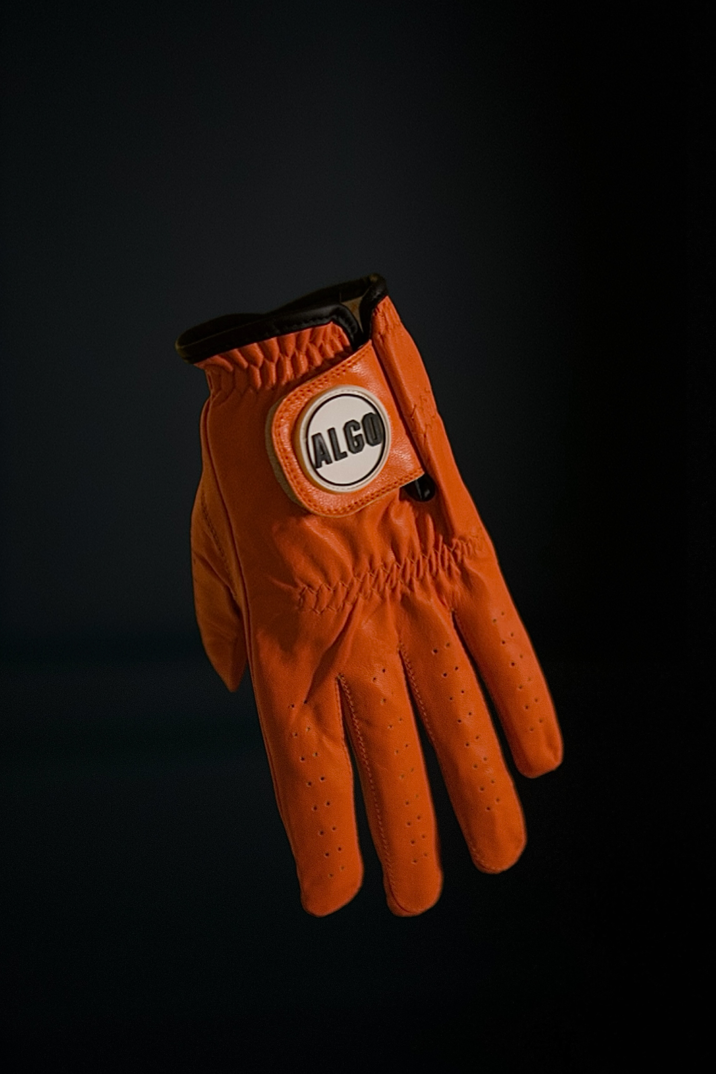 A pair of premium white Cabretta leather ALGO golf gloves.